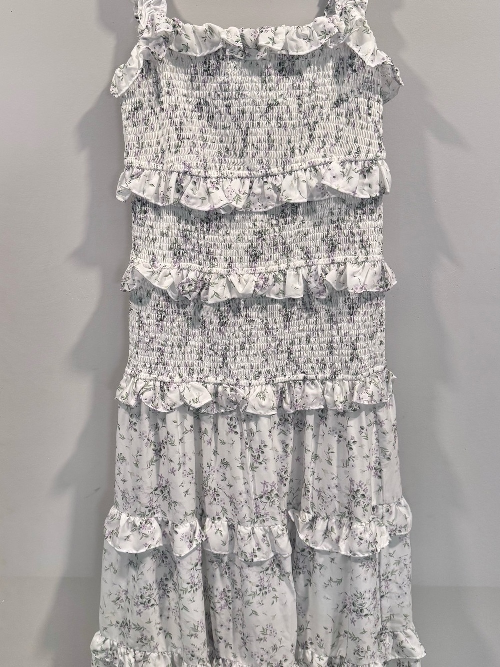 Antonio Melani Floral Smocked Fitted to Hips Dress Ruffle Cottagecore S8 - Picture 4 of 14